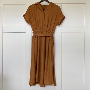 Beige Collared MIDI Dress